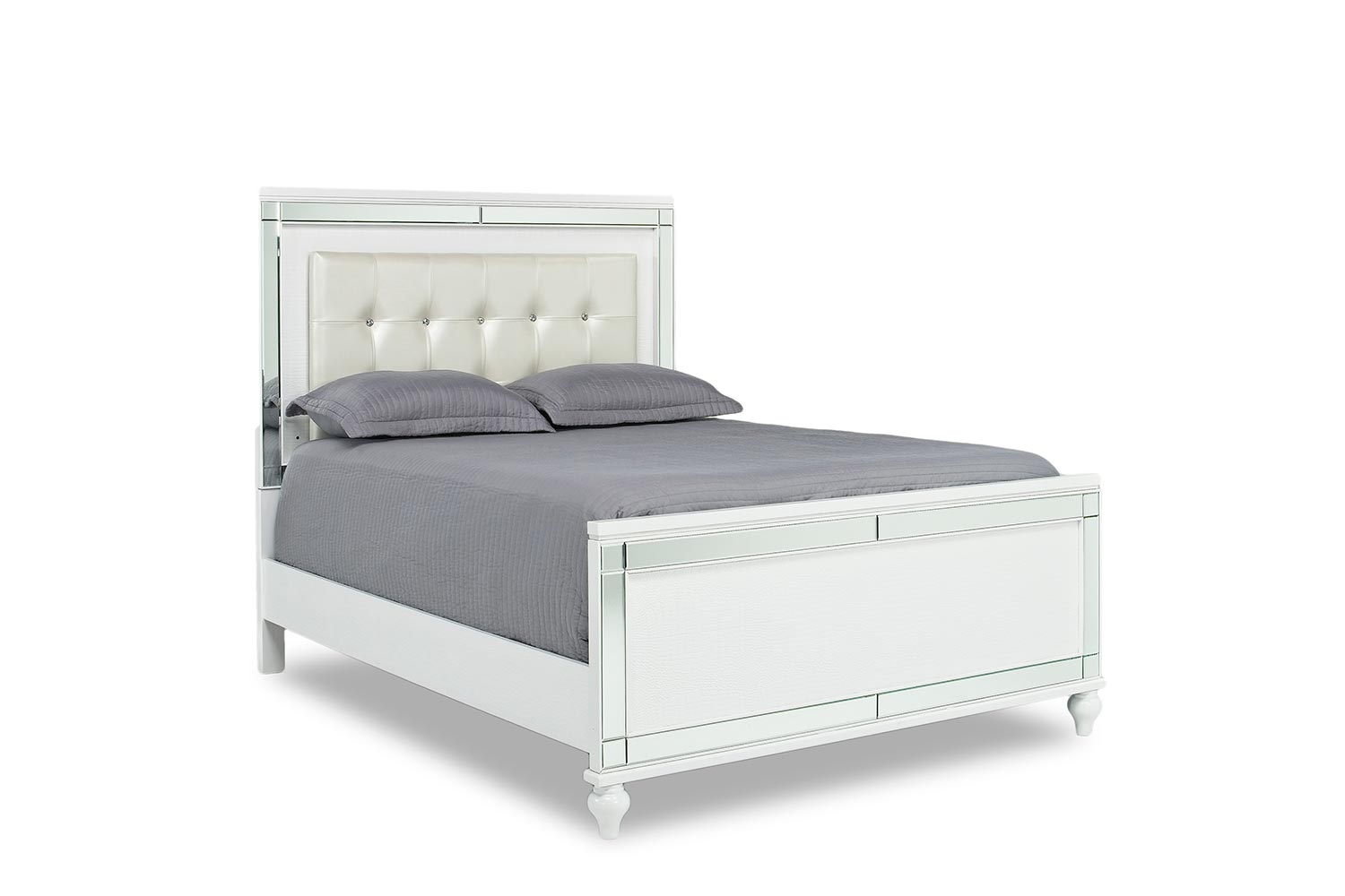Valentino Panel Bed in White, Full Beds Bedroom