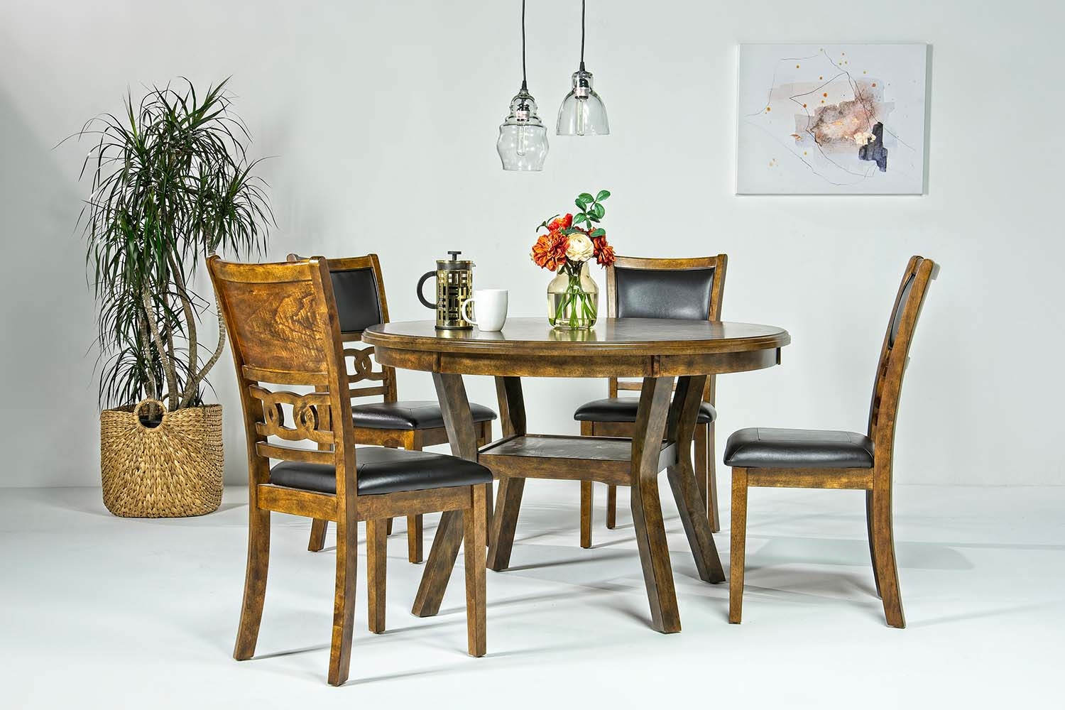 Gia Round Dining Table & 4 Chairs Dining Room Sets Dining Room