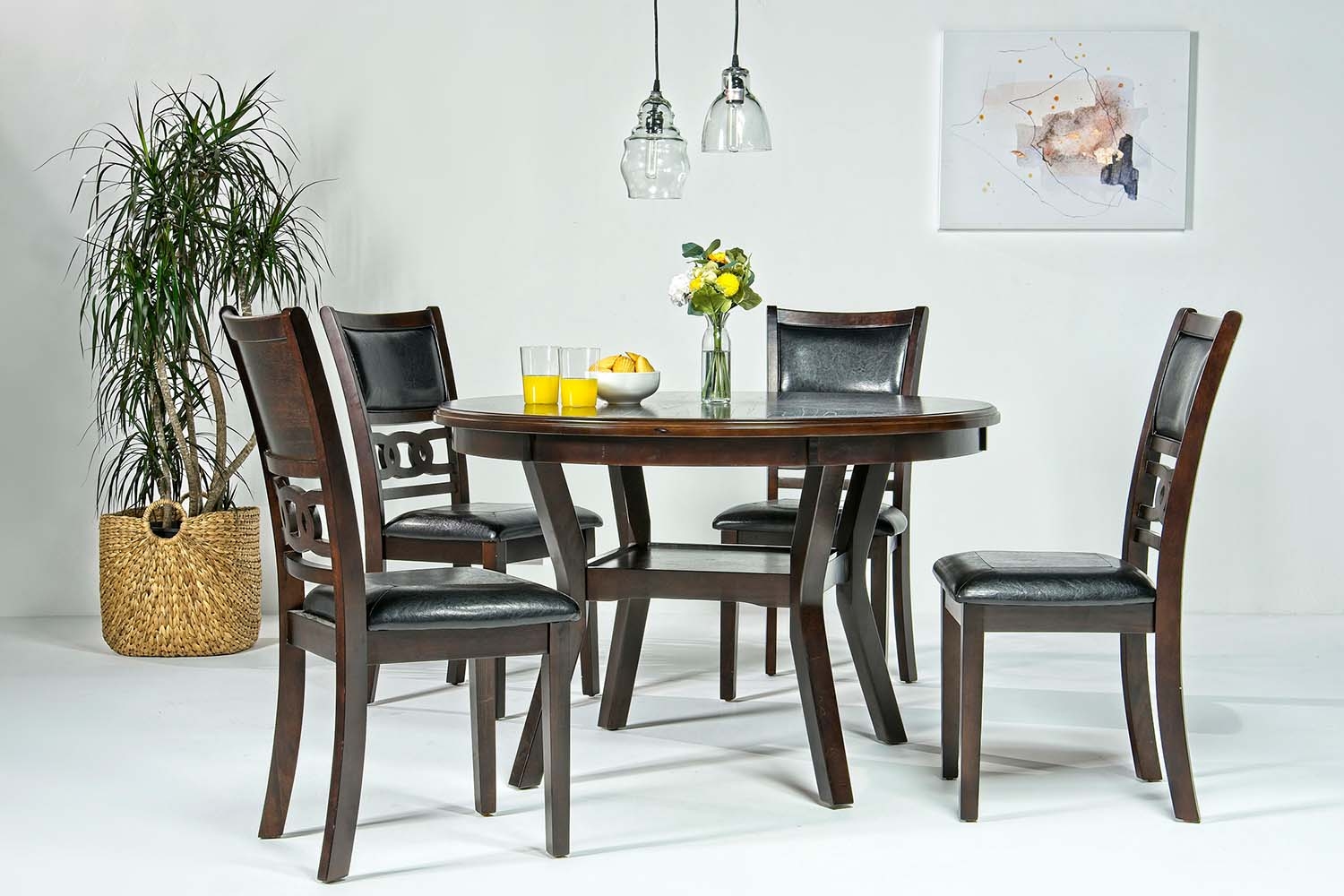 Gia Round Dining Table & 4 Chairs Dining Room Sets Dining Room