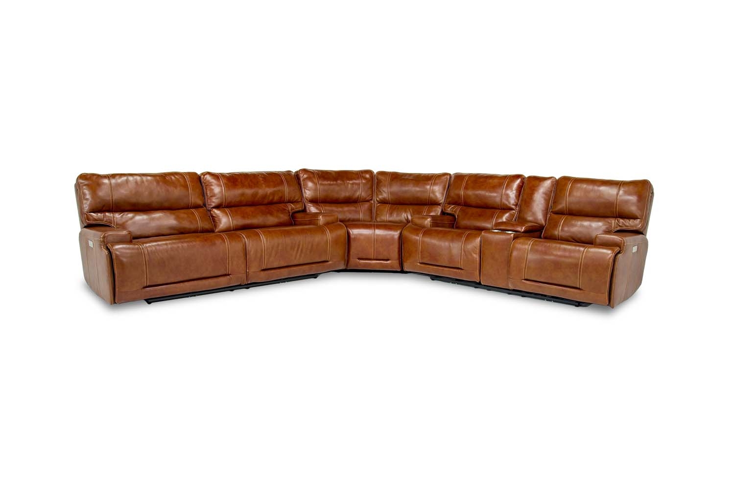 Oslo 3 Piece 3 Power Sectional in Brown Leather Mor Furniture