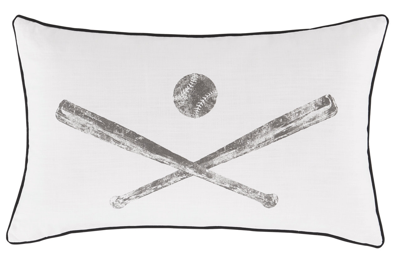 Baseball Throw Pillow in White Gray