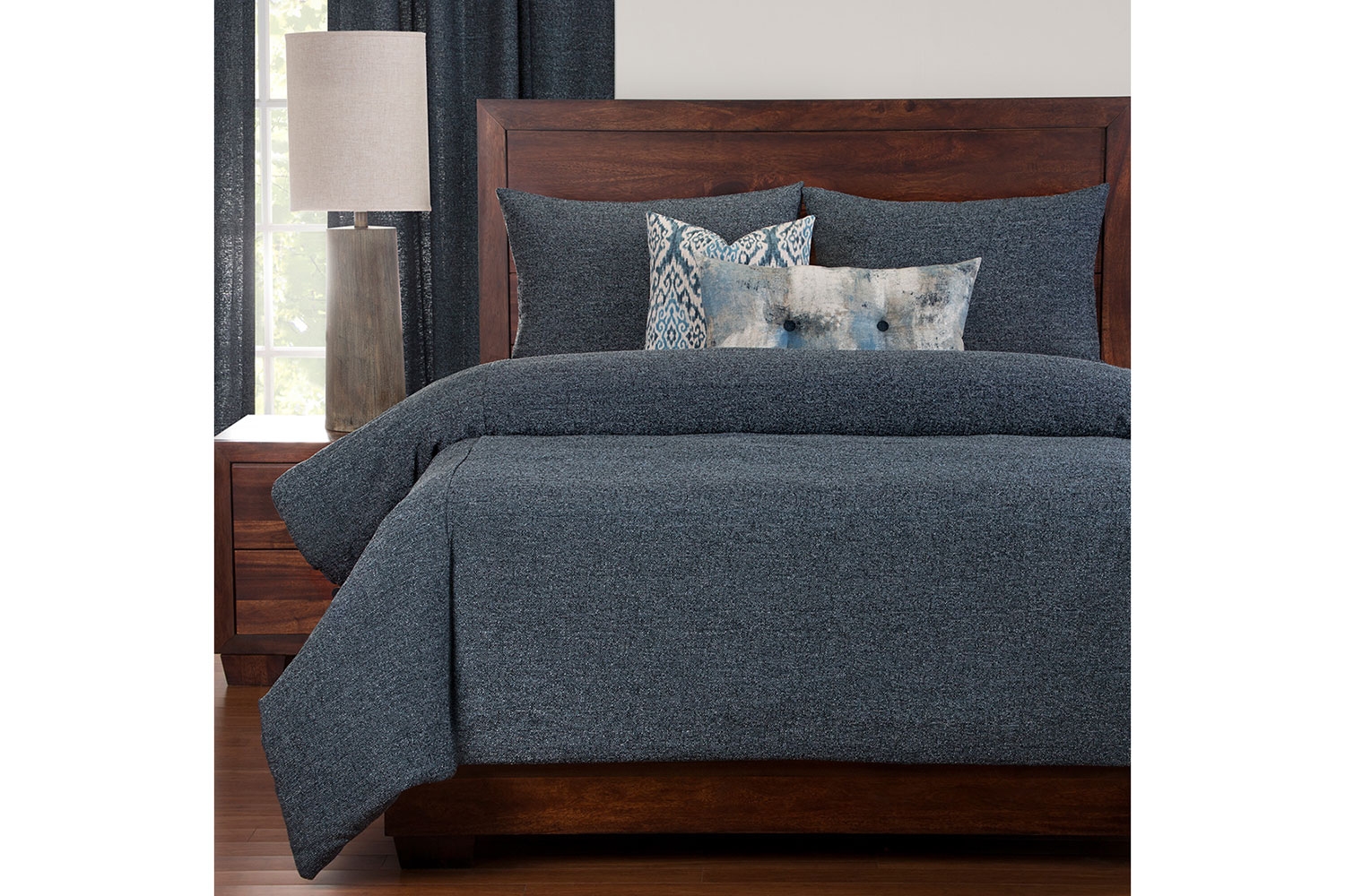 Belmont Duvet Set in Blue, 5 Piece, Queen Bedding Mattresses