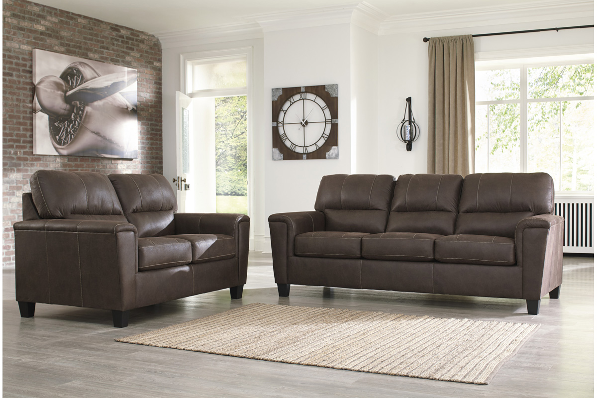 Navi Sofa & Loveseat in Chestnut Sofa & Loveseat Sets Living Room