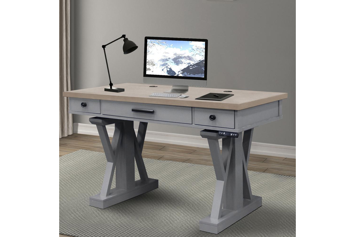 Americana Power Lift Office Desk in Gray Desks Office