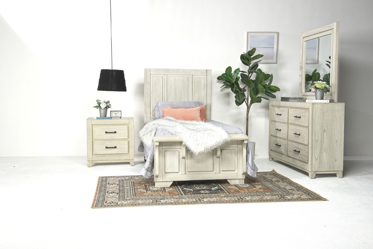 Ashland Panel Bedroom Set in White, Twin Bedroom Sets Bedroom