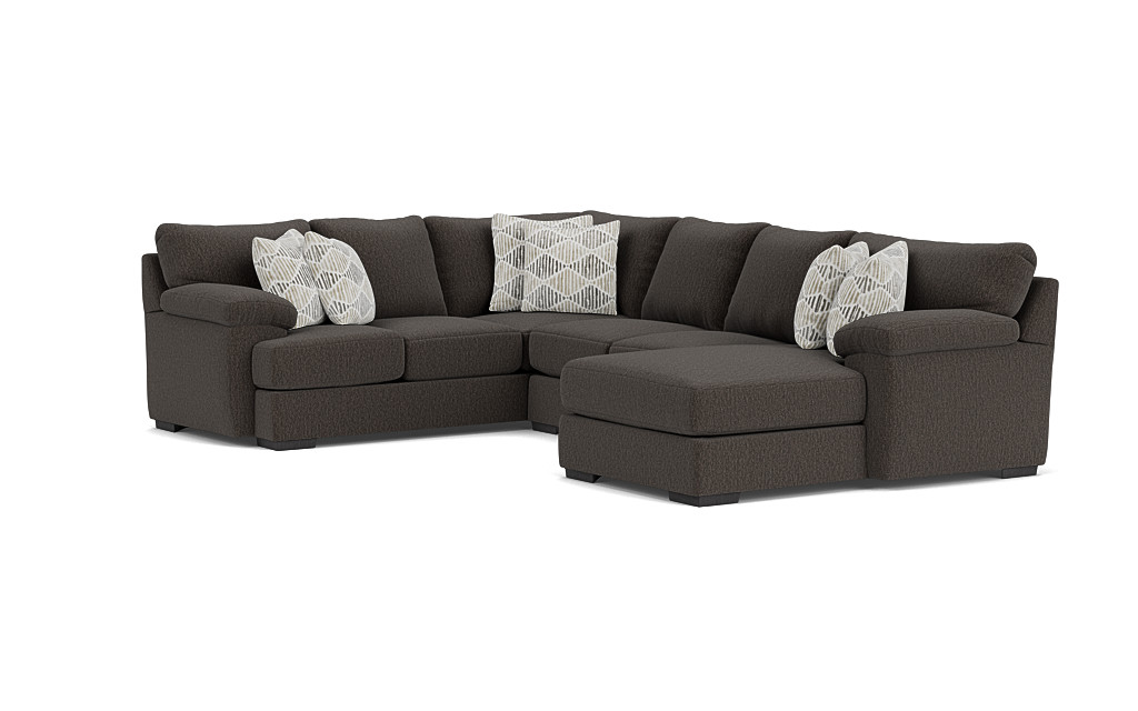 Bermuda Tux Loveseat Chaise Sectional in Custom, Right Facing