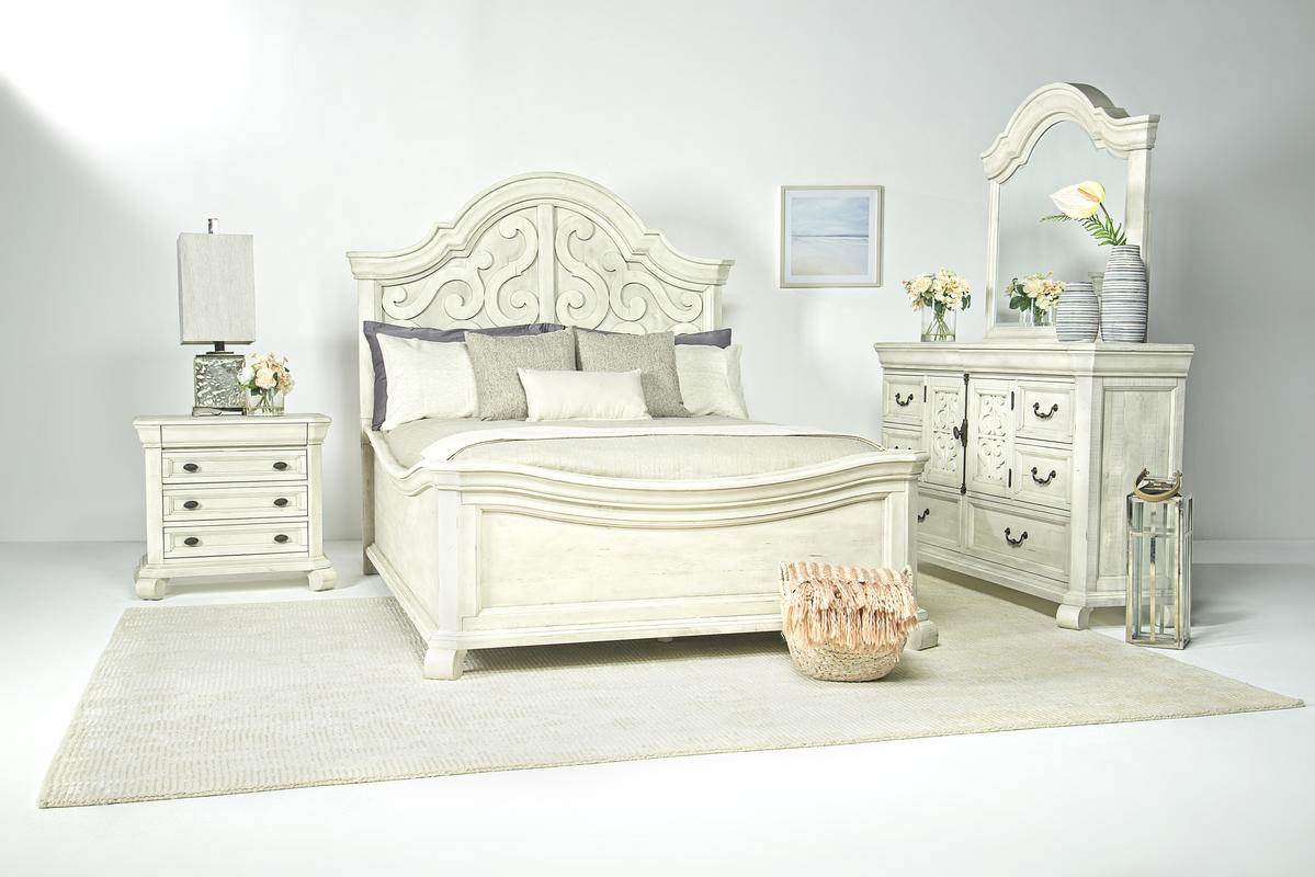 Avest White Glam Mother of Pearl Decorative 2-Piece Tray Set - Bed