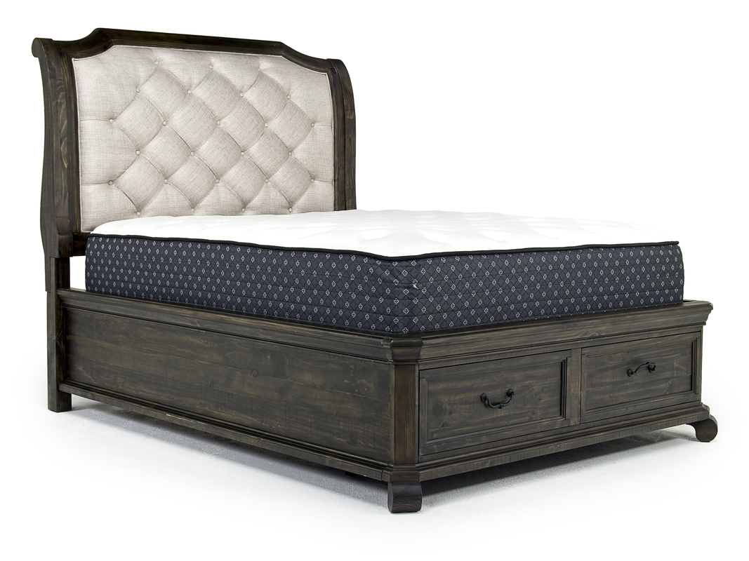 Bellamy Sleigh Bed in Charcoal, Queen Beds Bedroom