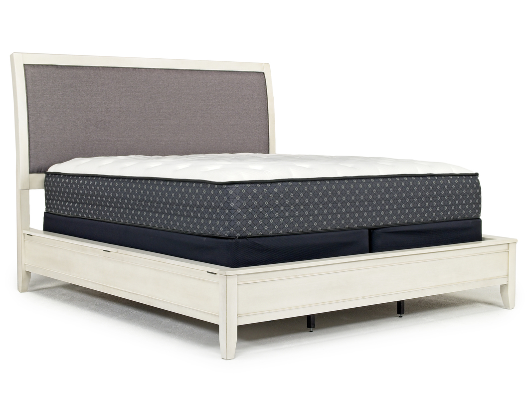 Carlsbad Upholstered Panel Bed in White, Queen Beds Bedroom
