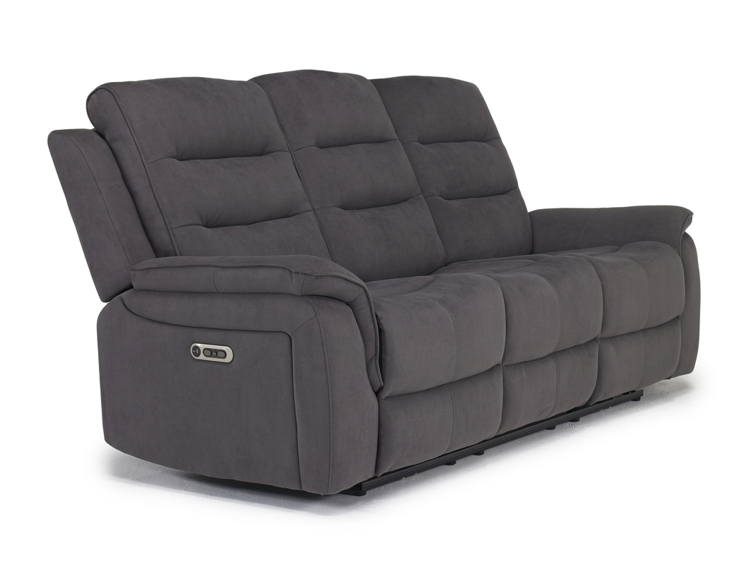 Chanell 2 Power Sofa in New Nappa Gray Sofas Living Room