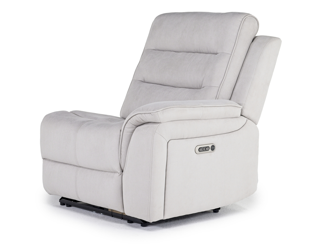 Chanell 1 Arm 2 Power Recliner in New Nappa Light Gray, Right Facing