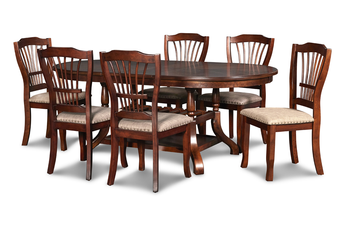 Bixby Oval Dining Table & 6 Chairs in Espresso