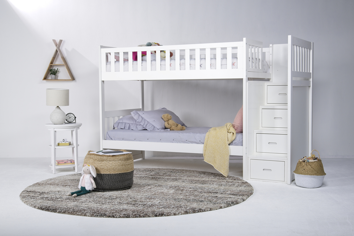 White twin bunk shop beds with storage