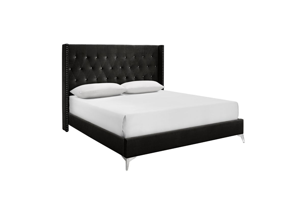 Huxley Panel Bed in Black, Queen | Beds | Bedroom