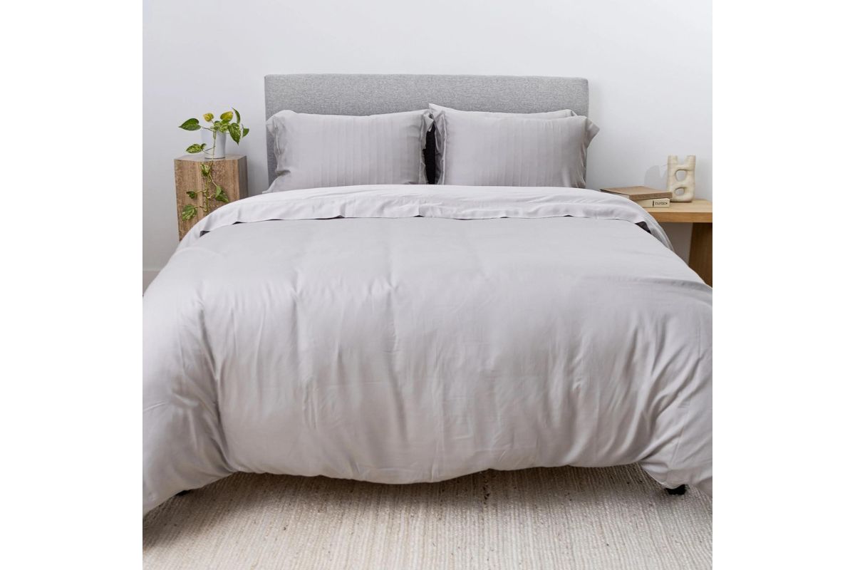 Iced Duvet Coverlet in Light Gray, Queen Bedding Mattresses