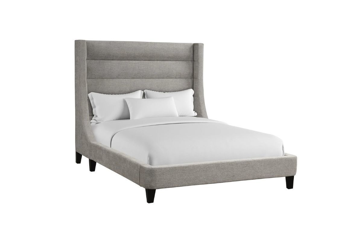 Jacob Upholstered Panel Bed in Light Gray, Queen Beds Bedroom