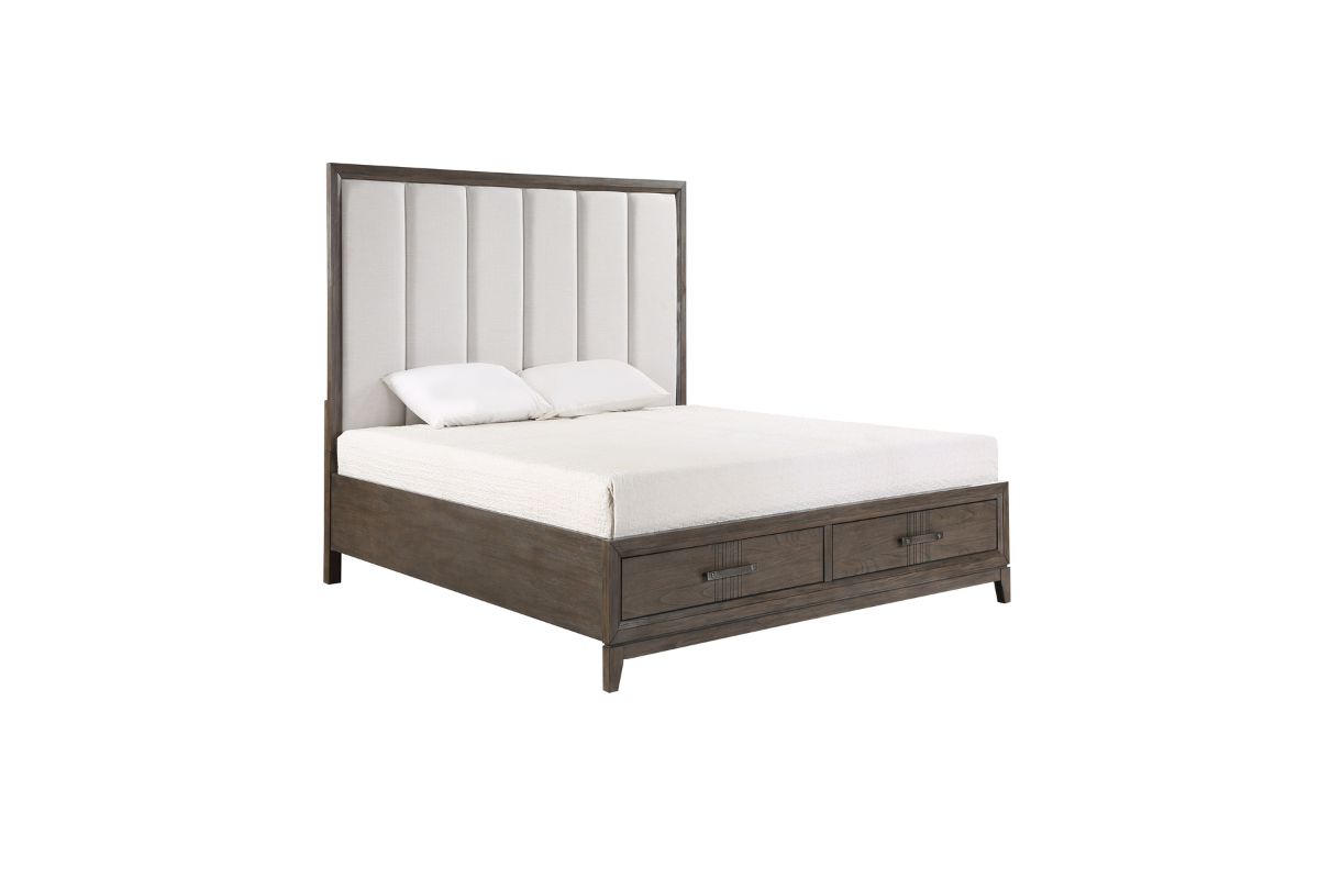 Landon Upholstered Panel Bed in Walnut, Queen Beds Bedroom