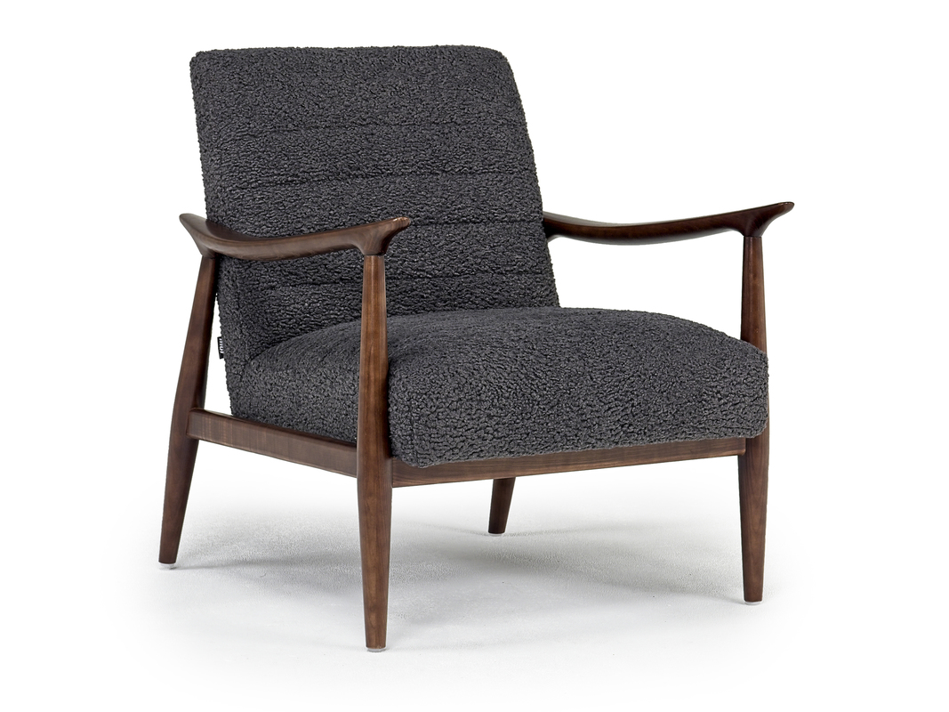 Louise Accent Chair in Sherpa Gray Chairs Living Room