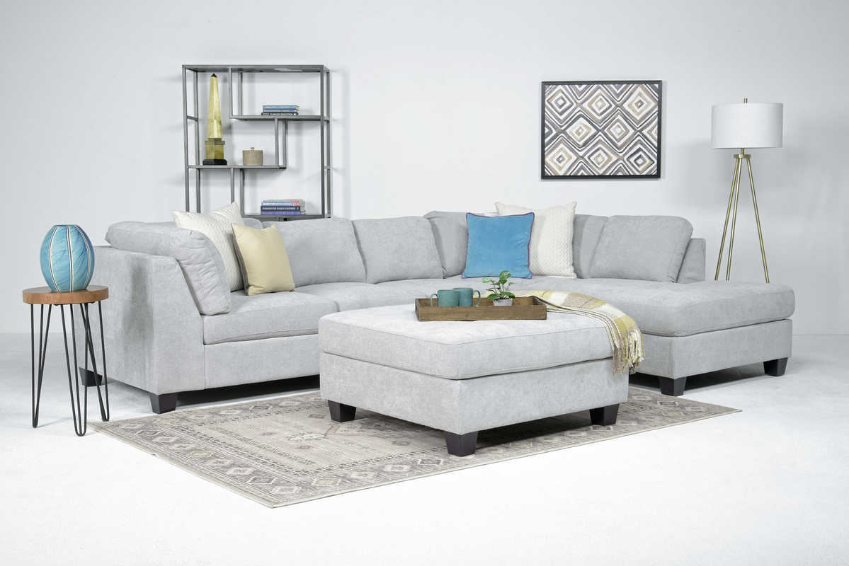 Noble Sofa Chaise Sectional in Parika Gray Right Facing Mor Furniture