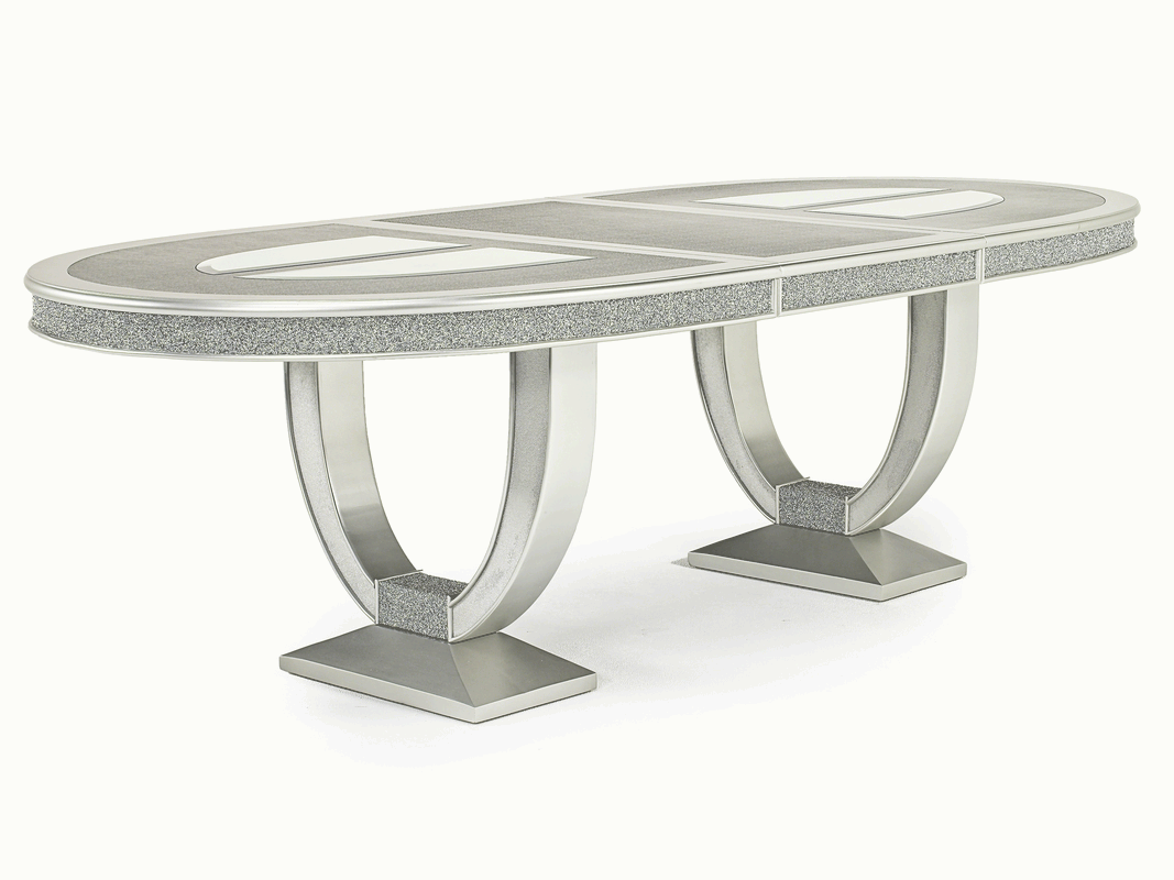 Posh Oval Dining Table in Platinum Dining Tables Dining Room