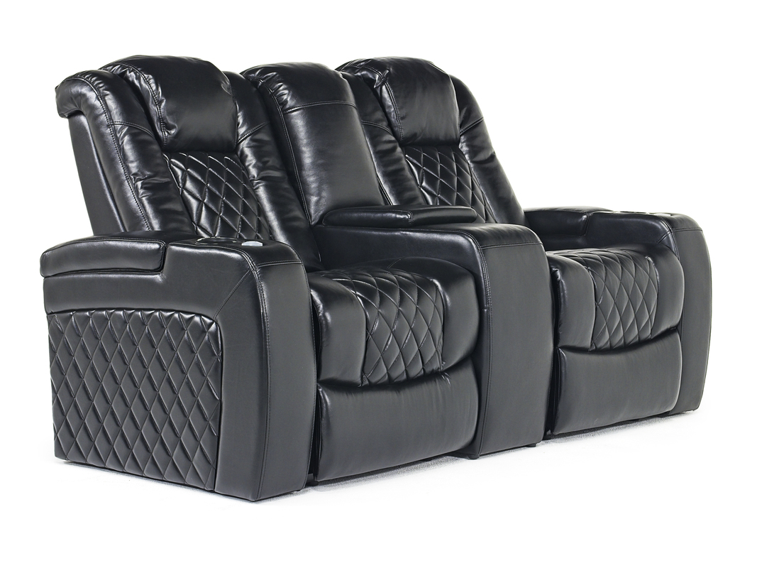 Runner 2 Power Console Loveseat in Black Mor Furniture