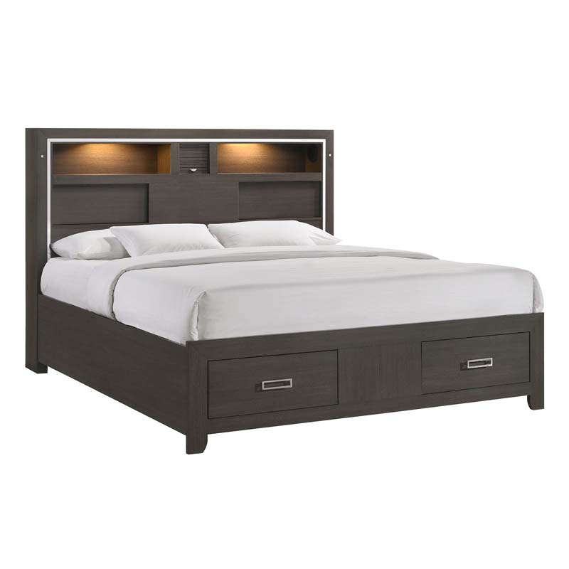 Sasha Platform Bed in Gray, Queen Beds Bedroom
