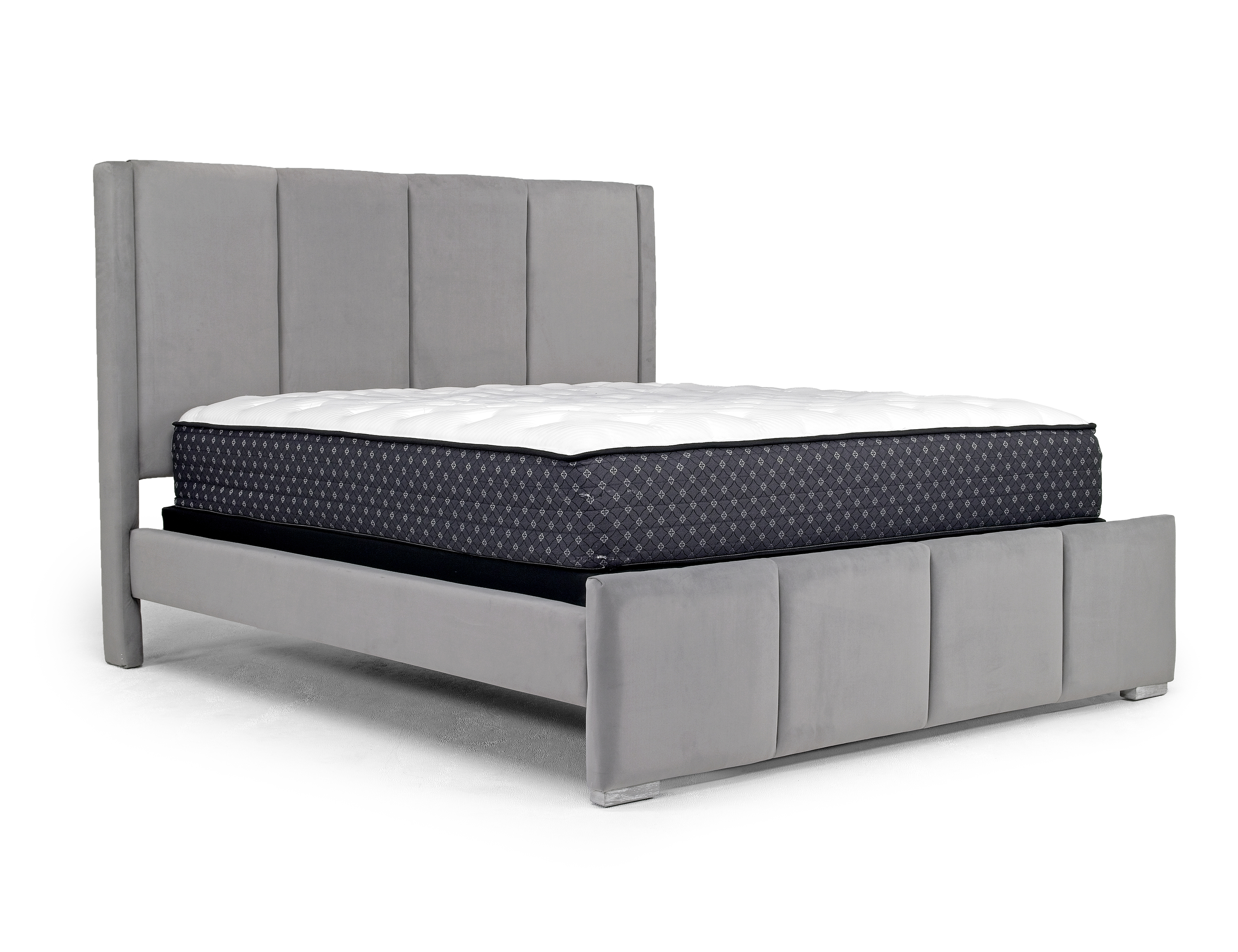 Sergio Upholstered Panel Bed in Gray, Queen Beds Bedroom