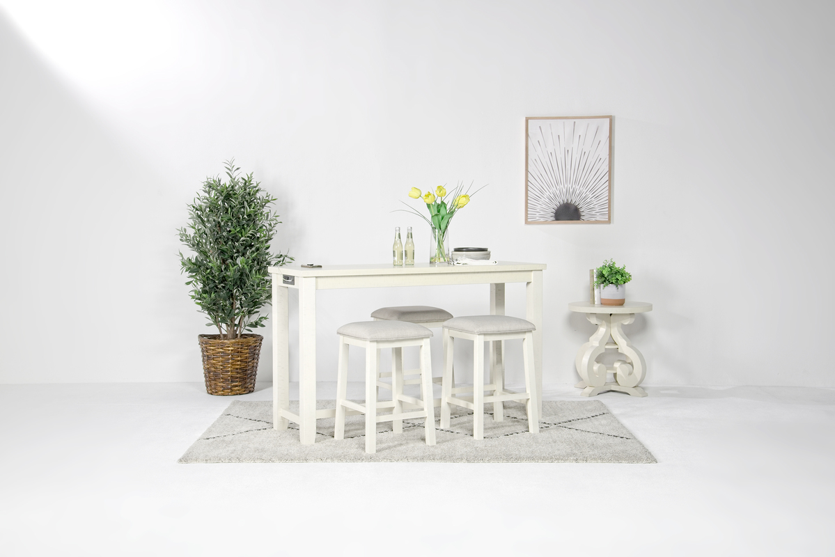 White sofa sale table with stools