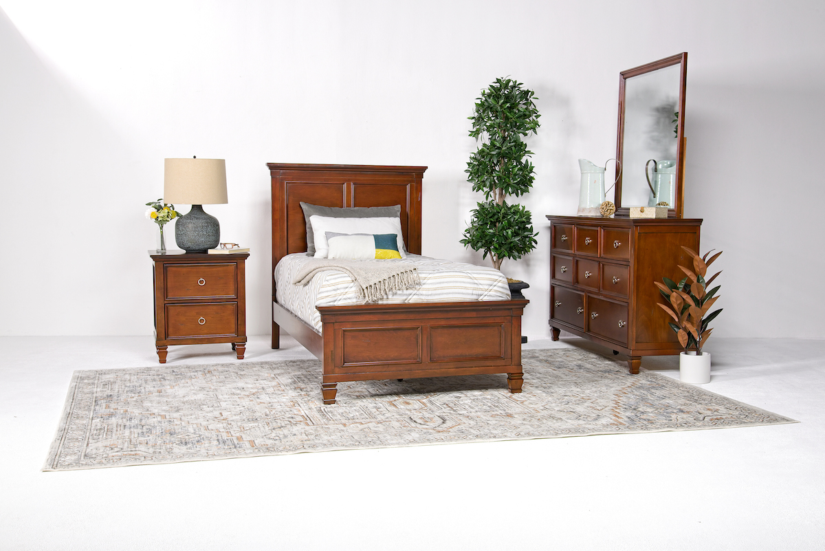 Tamarack Panel Bedroom Set in Cherry Twin Bedroom Sets Bedroom