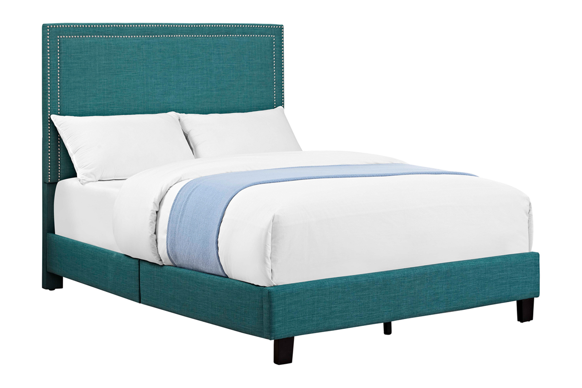 Emery Upholstered Bed in Teal, Queen Beds Bedroom