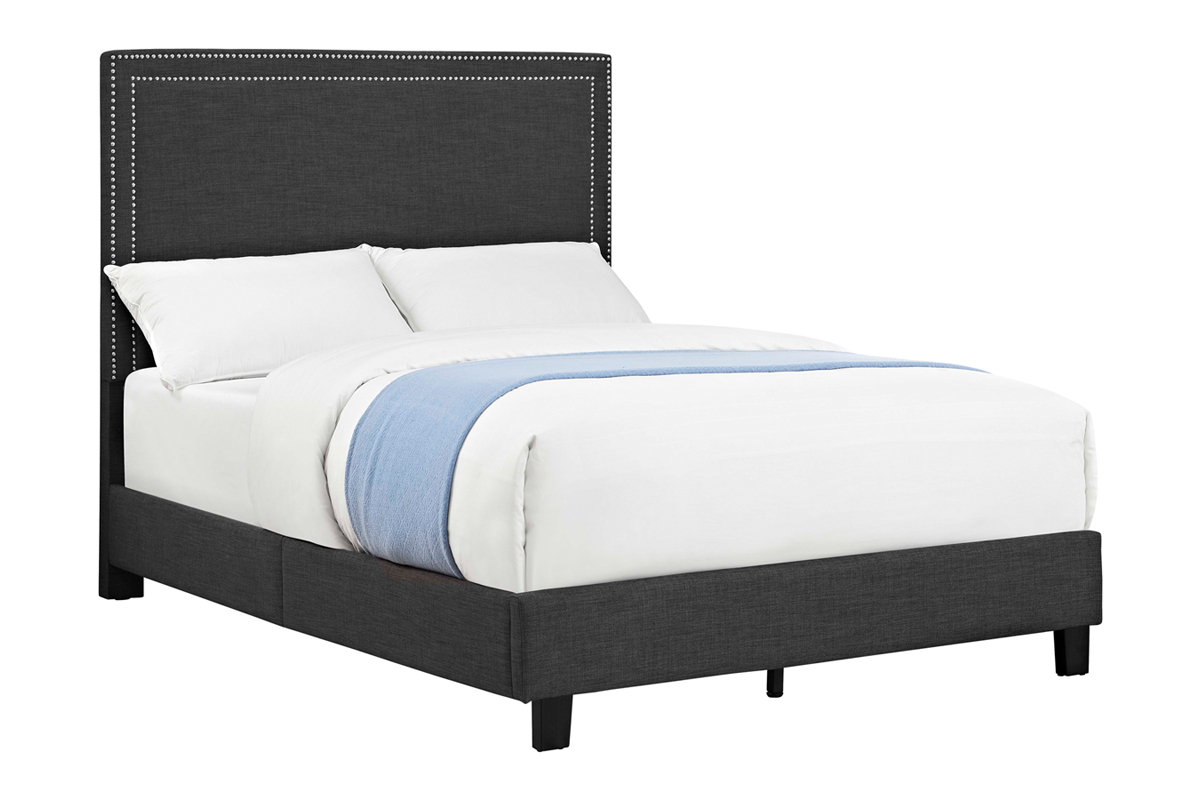 Emery Upholstered Bed in Charcoal, Full Beds Bedroom