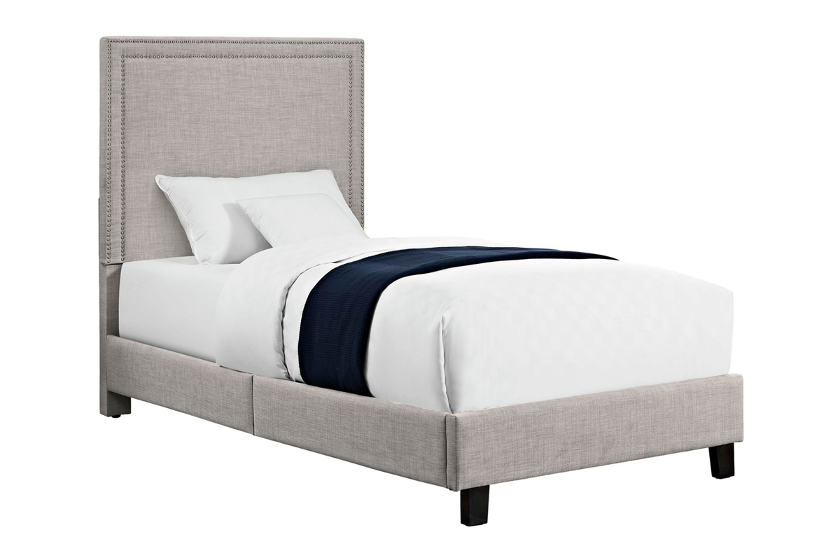 Emery Upholstered Bed in Gray, Twin Mor Furniture
