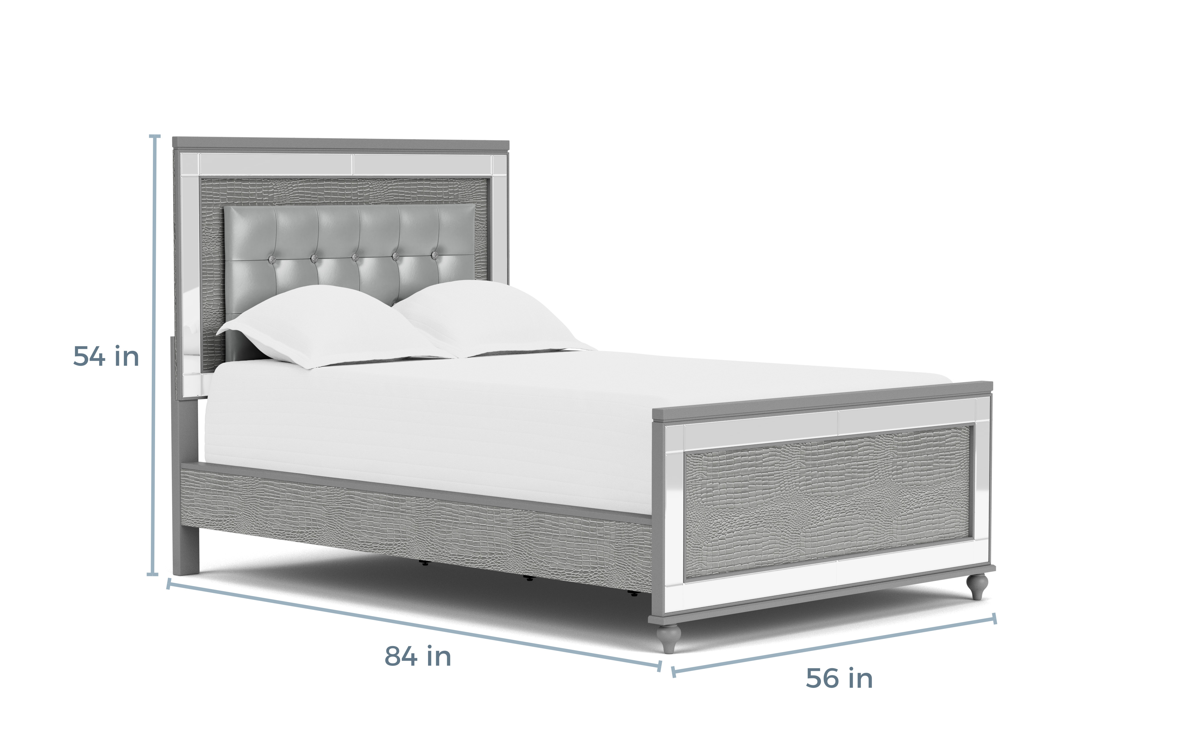 Valentino Panel Bed in Silver, Twin | Beds | Bedroom