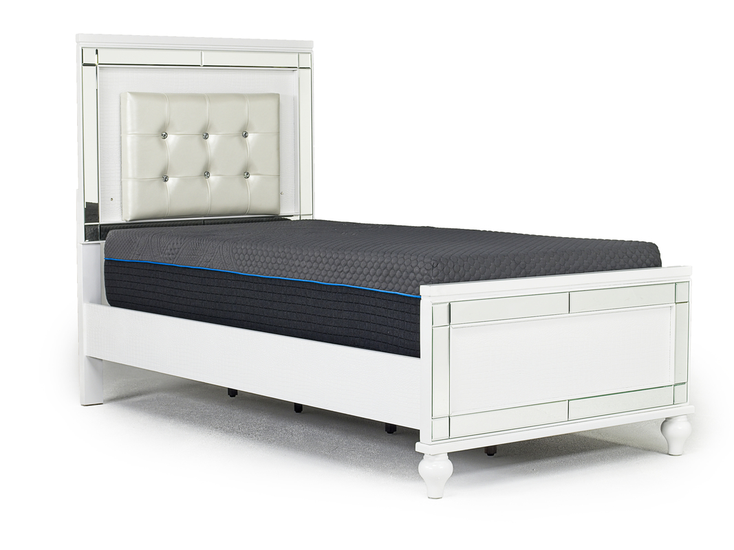 panel bed frame in white