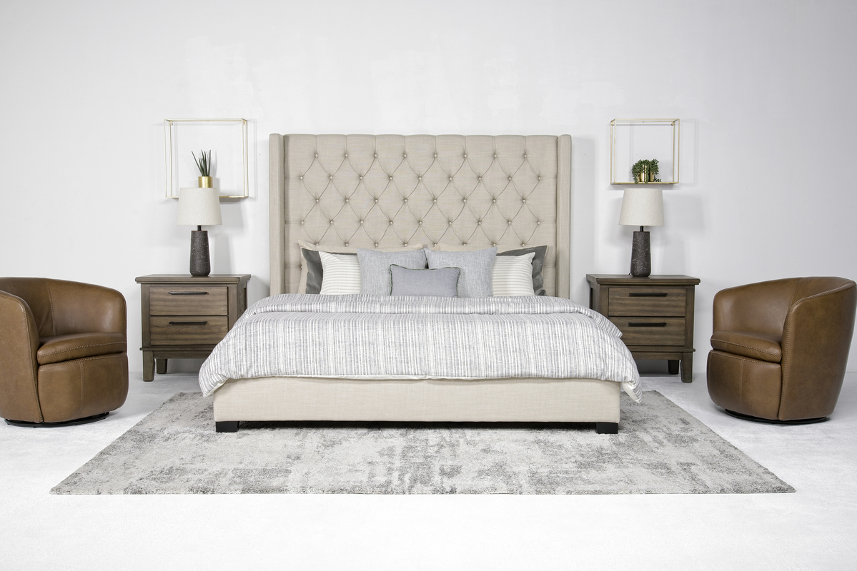Westerly Upholstered Bed in Gray Eastern King Beds Bedroom