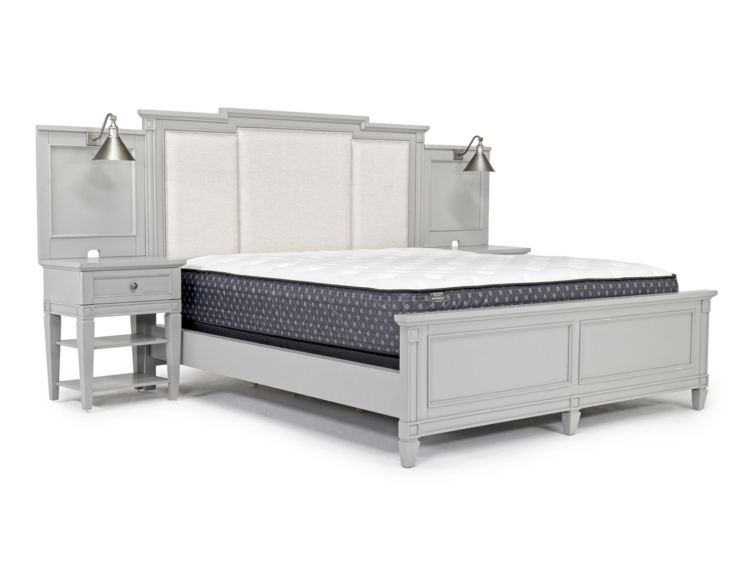 Willowbrook Upholstered Wall Bed in Pebble, CA King Beds Bedroom
