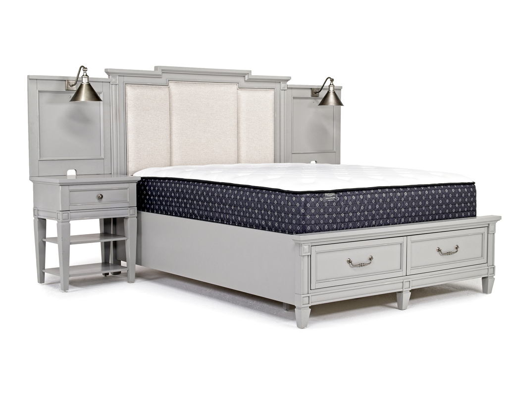 Willowbrook Upholstered Wall Bed in Pebble, Queen Beds Bedroom