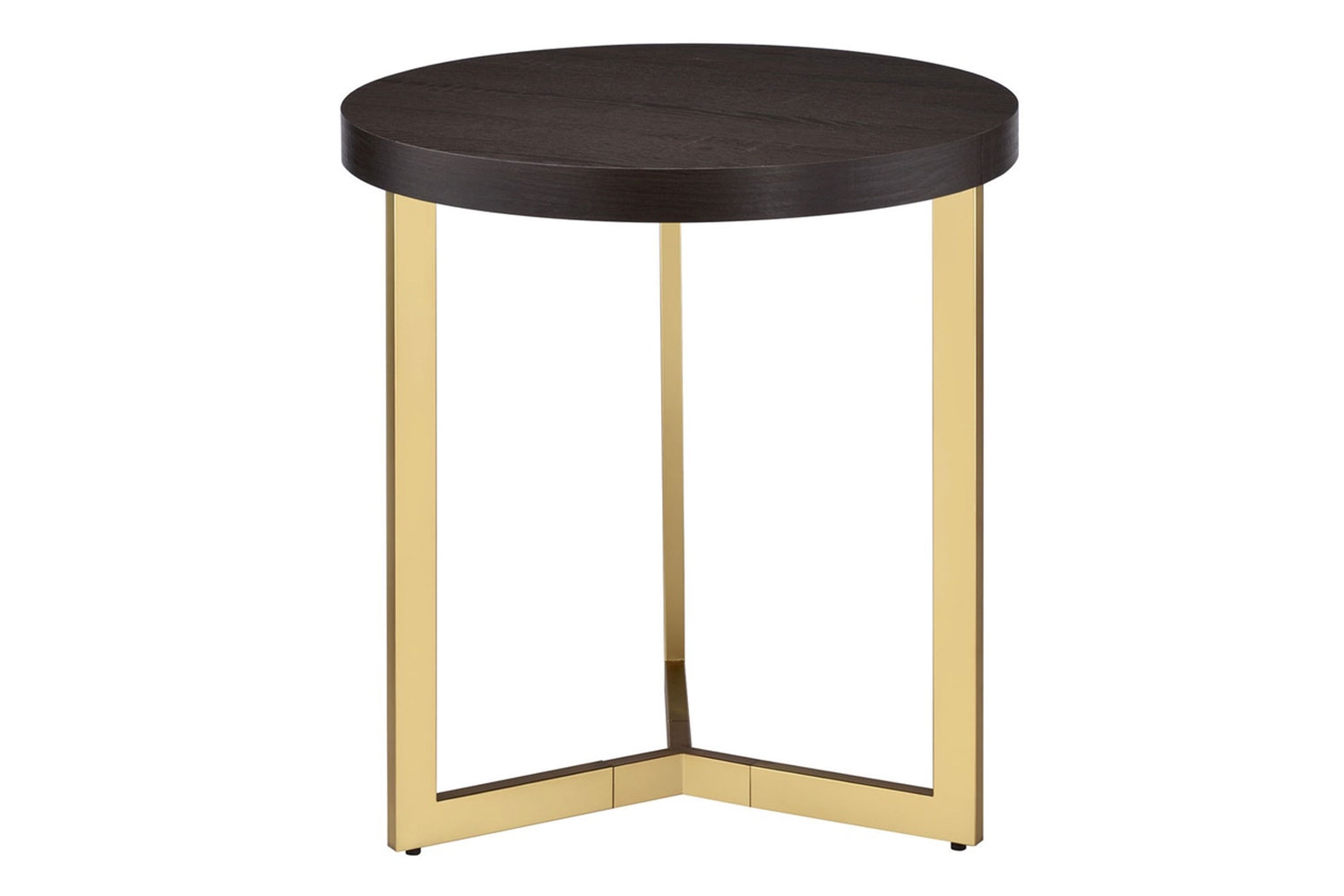 Harper end table in espresso with gold base.