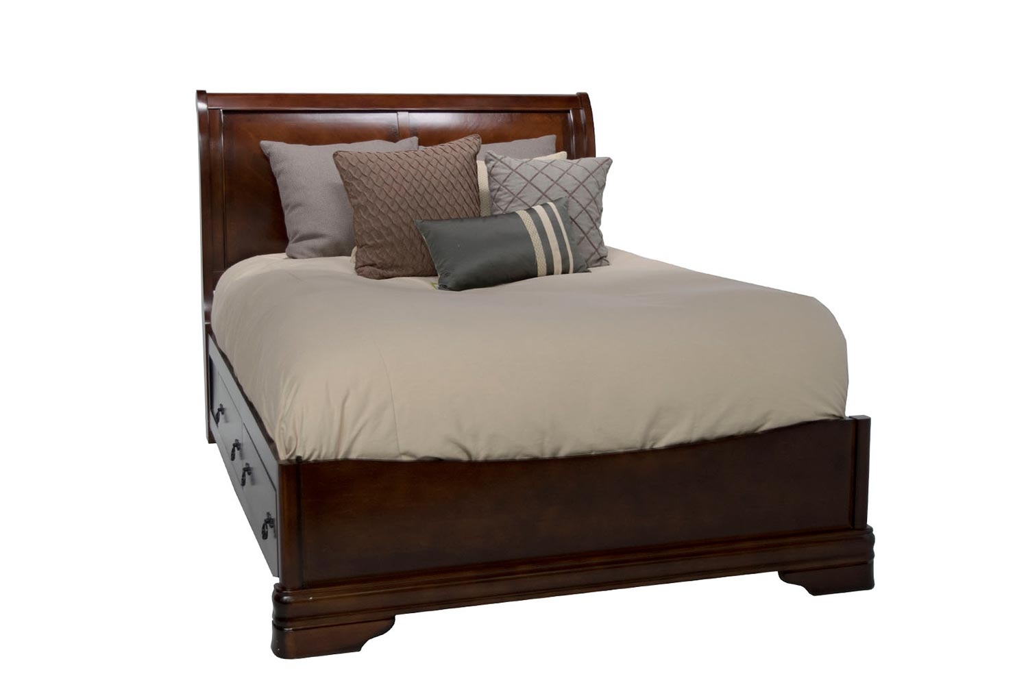 Sheridan Sleigh Bed in Brown, Eastern King Beds Bedroom