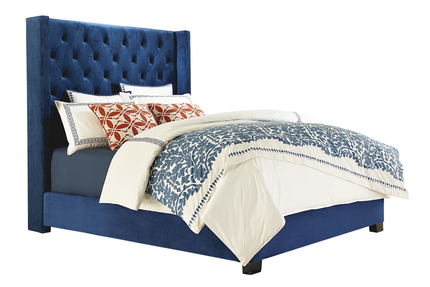 Westerly Upholstered Bed in Blue, Eastern King Beds Bedroom