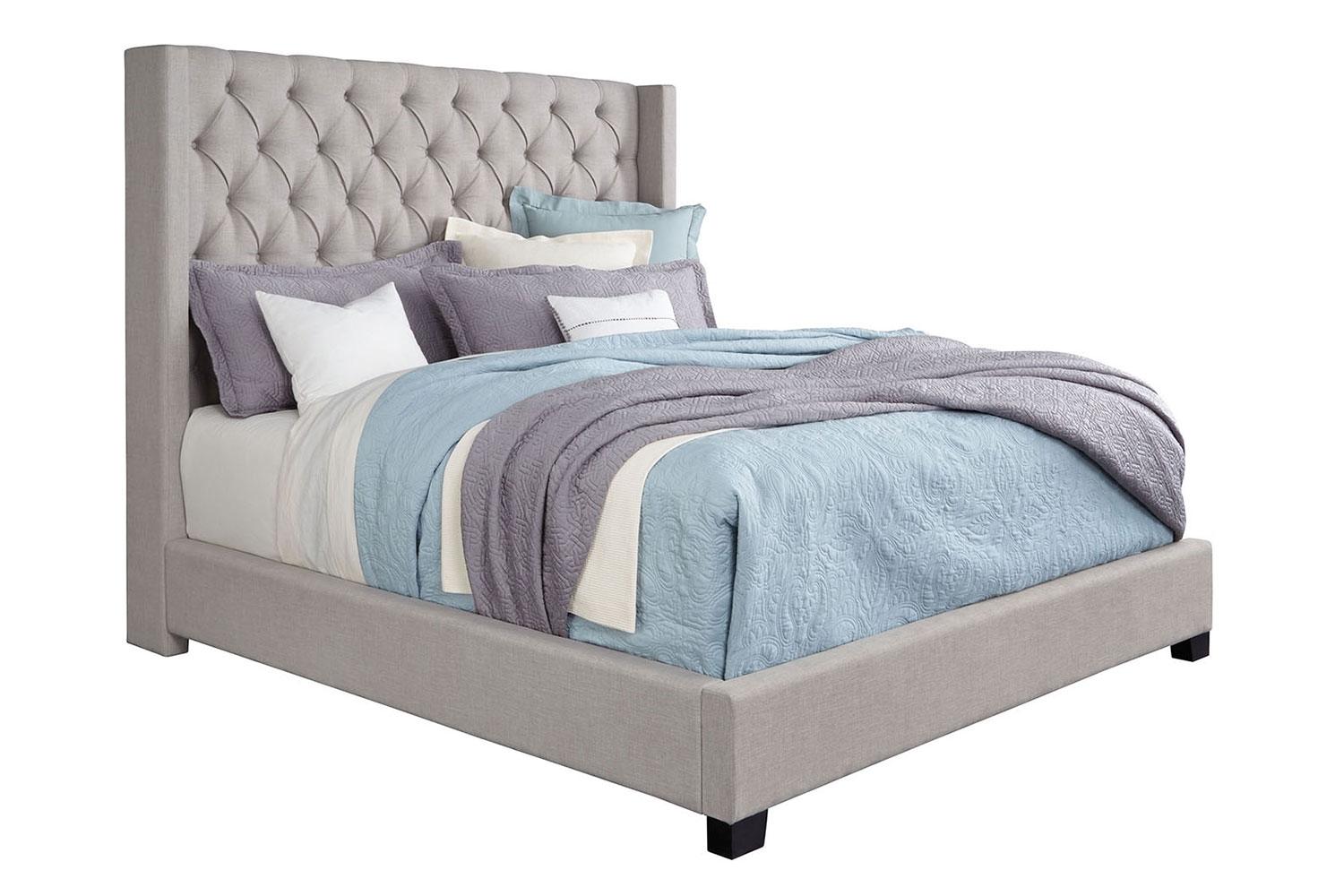 Westerly Upholstered Bed in Gray, Eastern King Beds Bedroom